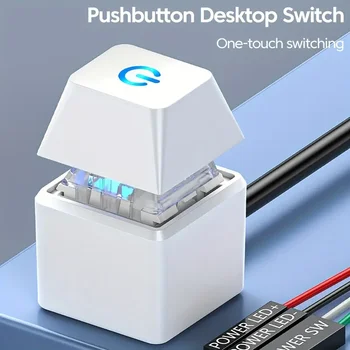 Computer Desktop Switch Colorful LED PC Motherboard External Start Power On/Off Button Extension Cable For Home Office Bar