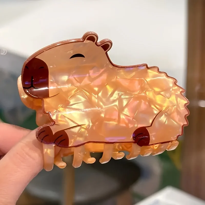 Bohemian Capybara Hair Claw Clip, Large Non-Slip Animal Print Ponytail Holder with Vibrant Colors for Women Daily Festive Gift