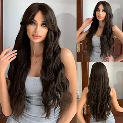 Long Wavy Orange Synthetic Wig with Bangs - Heat Resistant Cosplay & Party Hairpiece (WL1115 - 1)