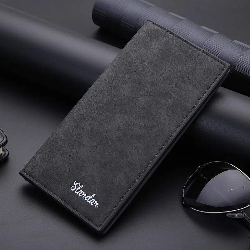 Male long trendy student retro leather wallet, wallet card bag, new personalized thin youth wallet
