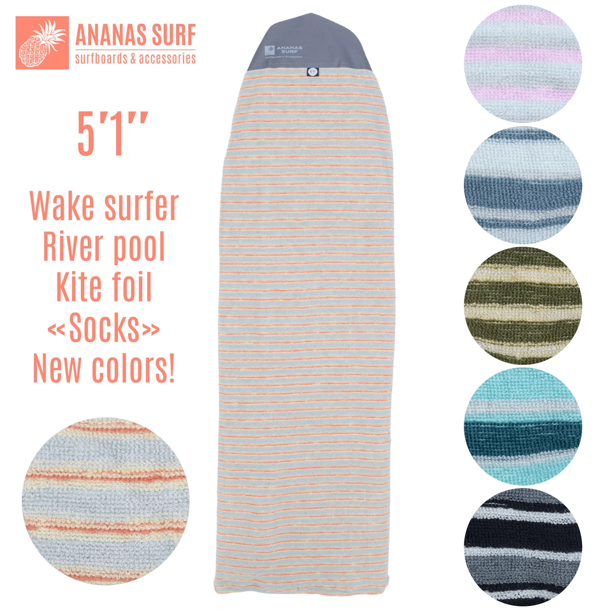 AnanasSurf5ft1inShortSurfboardSockSoftCoverBagKitesurf