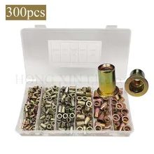 

300pcs/set M3 M4 M5 M6 M8 Zinc Plated Knurled Nuts Rivnut Flat Head Threaded Rivet Insert Nutsert Cap Rivet Nut Assortment