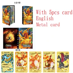 Carte pokémon en métal doré, 2 pièces/ensemble, avec 240 cartes, Album, Pikachu, GX, VMAX, Collection pour enfants, carte de combat, Notebook, jeu, jouets, cadeaux 