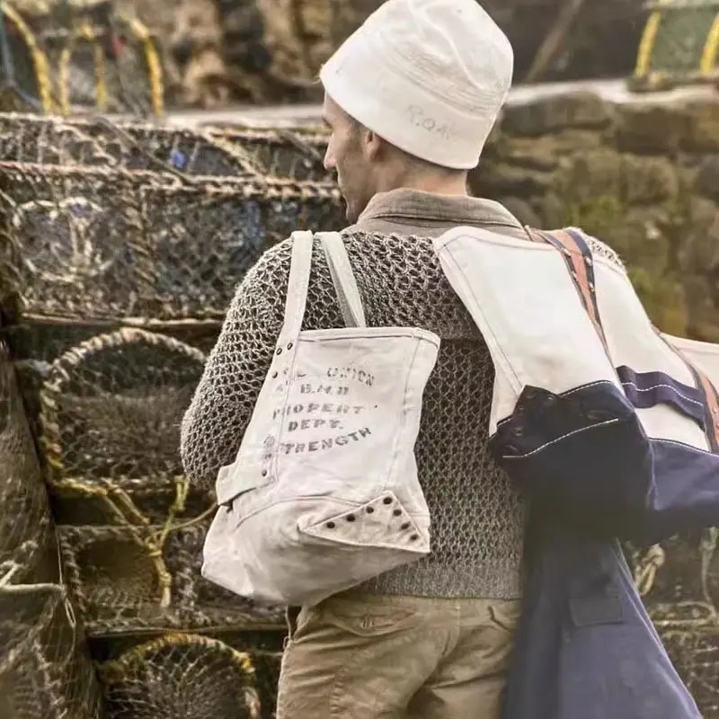 KAPITAL Hirata Kazuhiro retro heavyweight washed and distressed men's and women's shoulder crossbody messenger tote bag