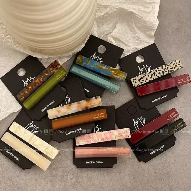 2pcs/set Acetate Hair Clips Font Geometric Hairpins Bang Side Pin Sweet Cute Simple Women Hair Accessories