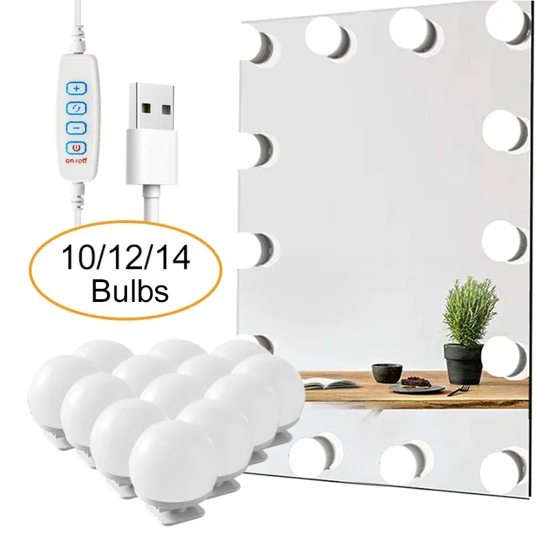 LED Detachable Bulbs Professional Makeup Mirror Lamp USB Power Cosmetic Mirror Light Hollywood Dressing Table Vanity Lights