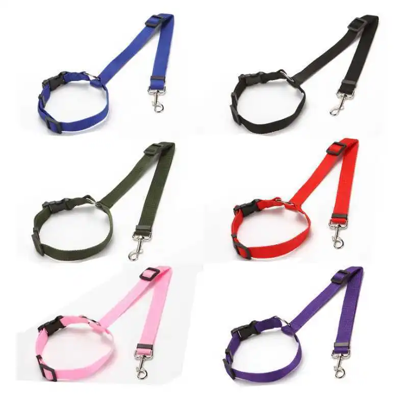 Dog Seat Belt Dog Leash Dog Harness Pet Collar Pet Harness Leash Pet Seat Belt Solid Color Two-in-one Pet Car Seat Belt Nylon Lead Leash Backseat Safety Belt Adjustable Dogs Harness Collar Pet Accessories