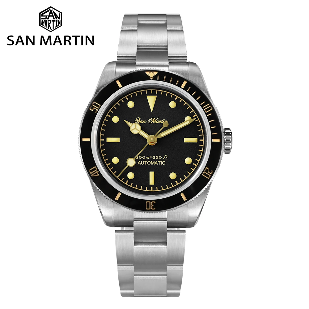 San Martin 38mm 6200 Diver Watch For Men Timepiece NH35 Automatic On The Fly Adjust Clasp Sapphire BGW-9 Luminous 20Bar SN0004GA