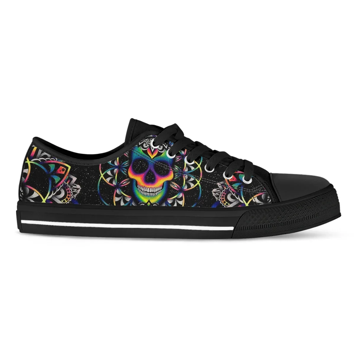 Gradient Color Skull Autumn Spring Light Canvas Shoes Women Shoes Lace-up Korean Tide Students Foot Pedal Flat Shoes