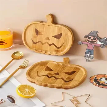 Fruit Plate Ghost Pumpkin Christmas Tree Wooden Tray Holiday Party Plate Tableware Dried Fruit Snacks tray Layout Props