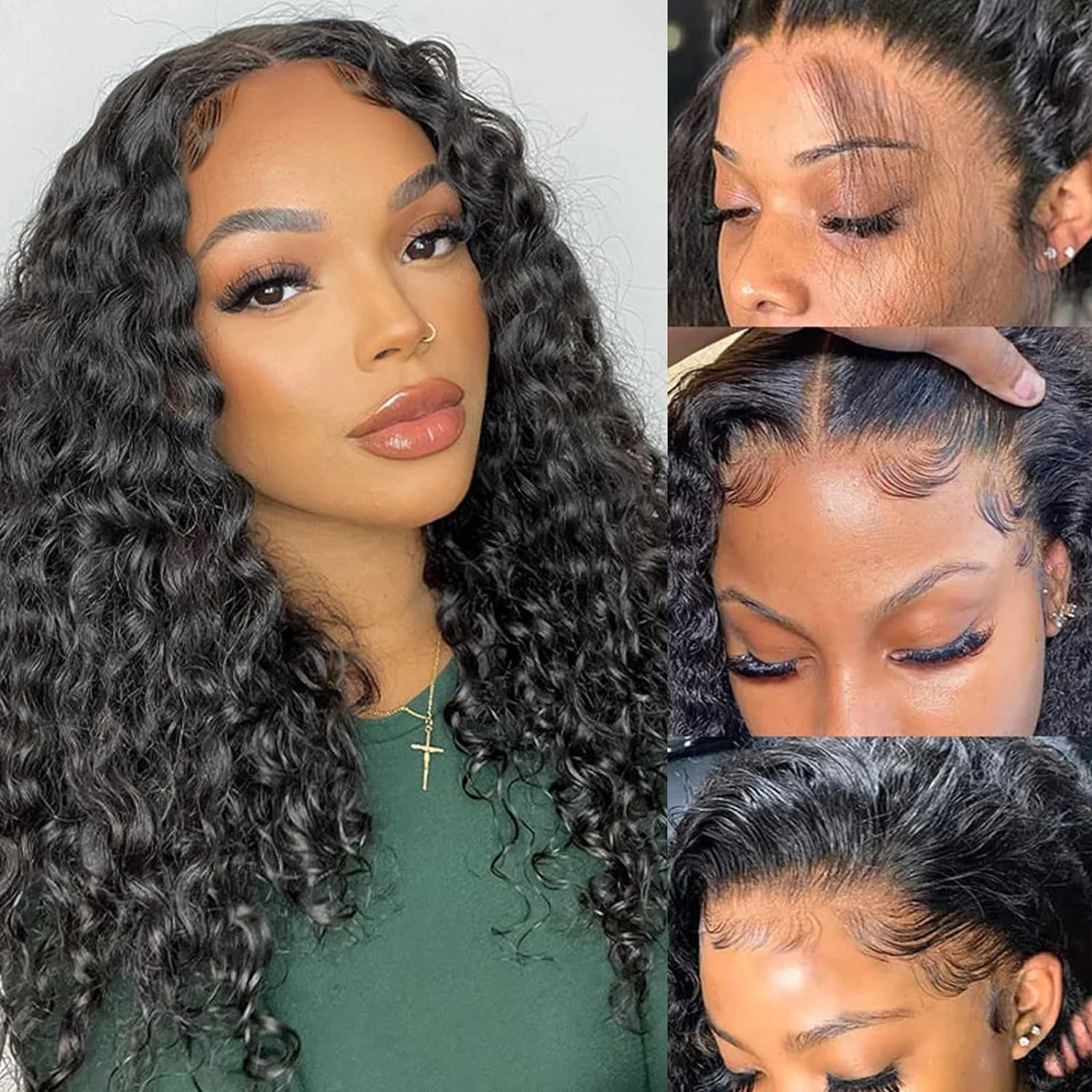 

13x4 Transparent Lace 4x4 Hd Frontal Wigs Human Hair Wigs Deep Wave 180% Density Pre Plucked With Baby Hair Soft For Black Women