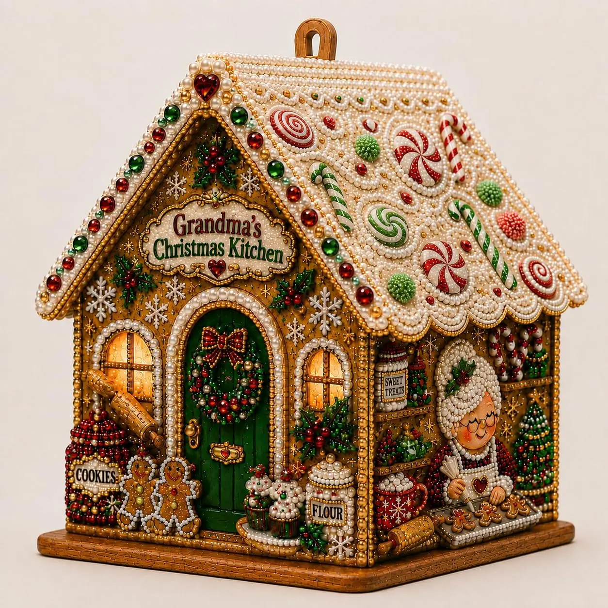 DIY Pearl Art Christmas House Diamond Painting Kit Gingerbread House Shape Xmas Hanging Ornament Set for Home Holiday Decor Gift