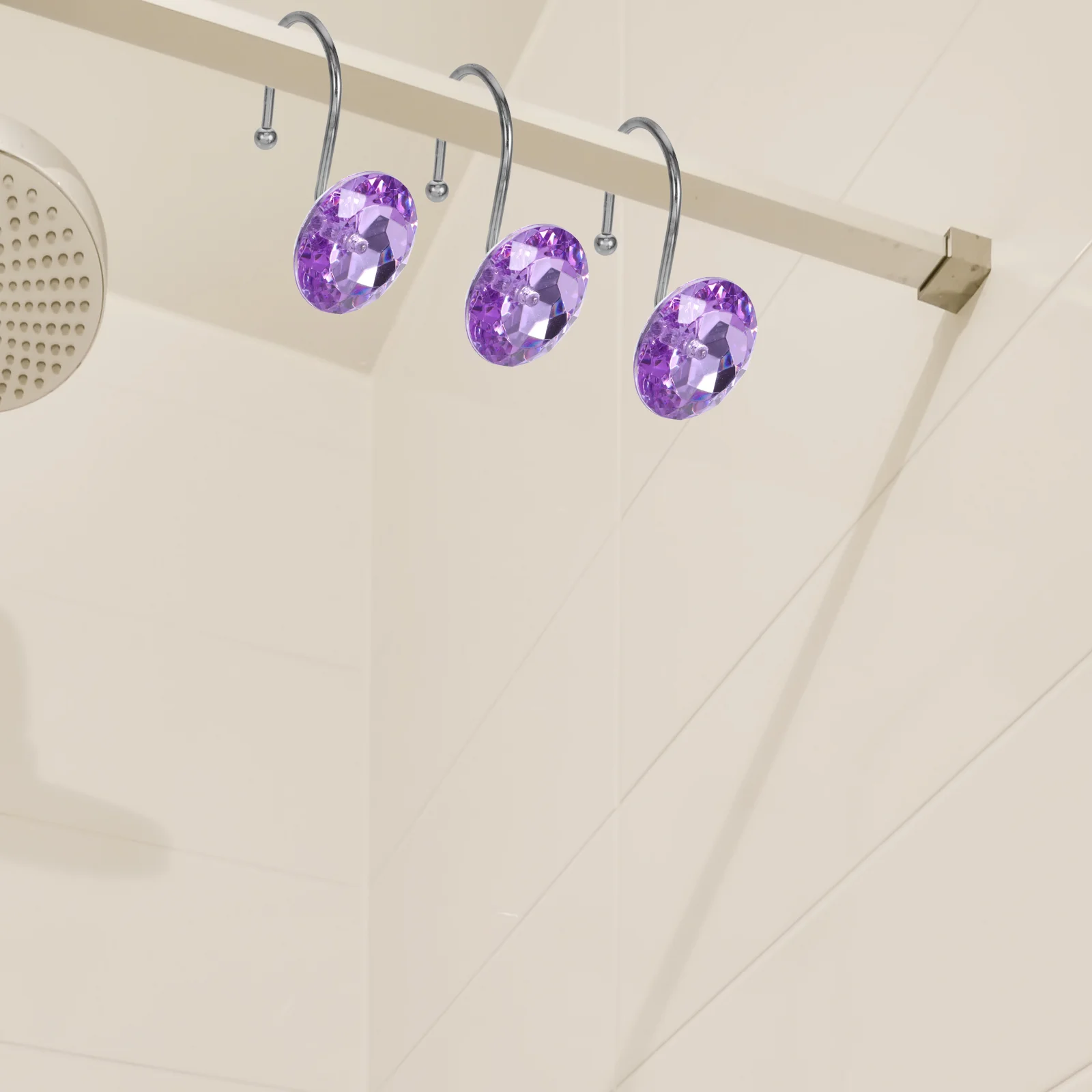 

Shower Curtain Hook Hangers Hooks for Bathroom Curtains Acrylic Purple Clothes Rack