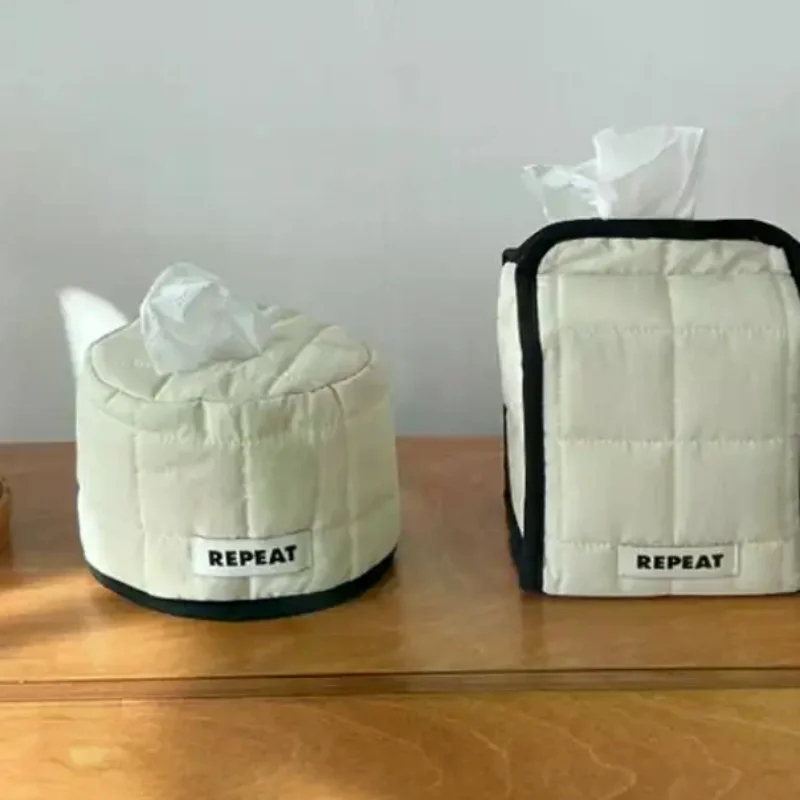 Tissue Paper Storage Box Space-saving Round Square Roll Paper Tissue Case Table Decor Tissue Bag Living Room Storage Napkin