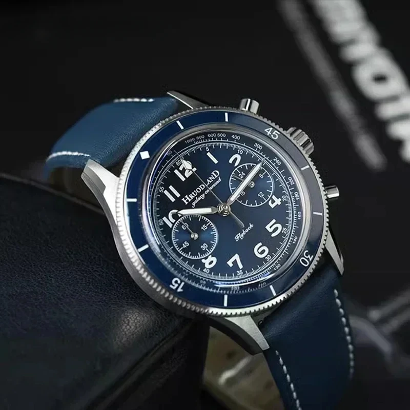 Hruodland Orologio Cronografo Pilota Vk64 Quarzo Zaffiro Cristallo Lunetta In Ceramica 10Atm Acciaio Inossidabile 40Mm Orologio Da Polso Da Uomo Vinta