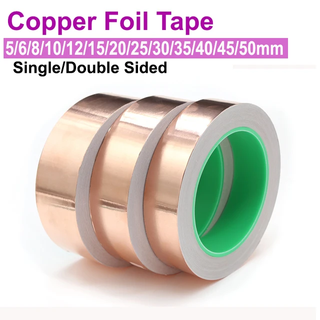 Adhesive Conductive Copper Foil Tape 5/6/8/10/15/20/25/30/35/40/45/50mm  Single/Double Sided Conduct Copper Foil Tapes Length 20M - AliExpress