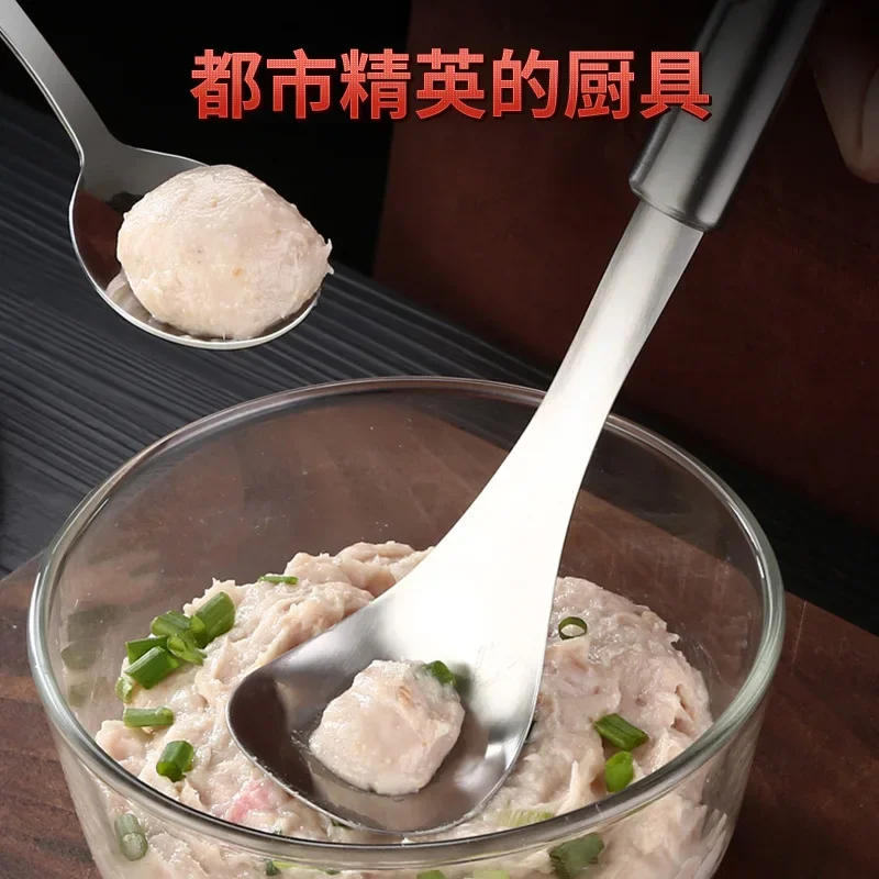 Homemade Meatball Spoon, Stainless Steel Pressed Meatball Maker, Squeeze Cuttlefish Shrimp Spoon