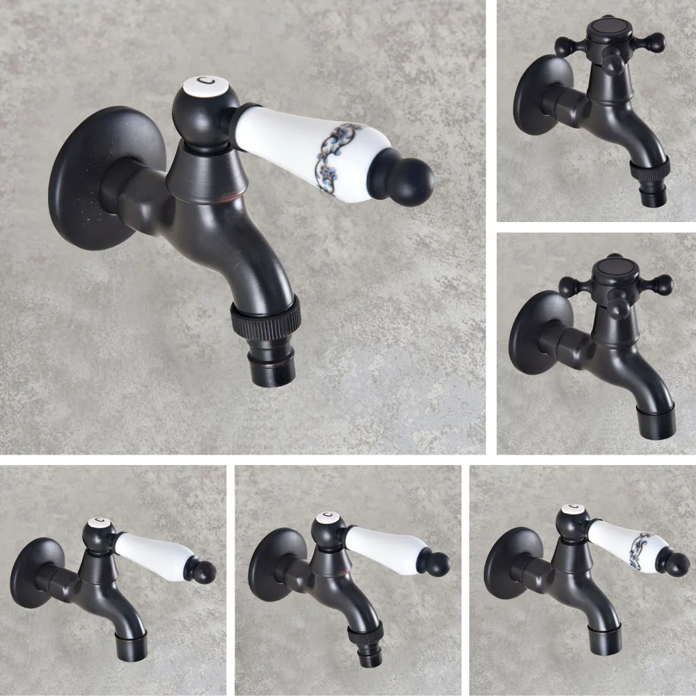 Black Oil Rubbed Brass Kitchen faucet wall mounted Laundry bathroom Mop Water Tap Garden Washing Machine Faucet azh305