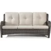 Outdoor Patio Couch Wicker Sofa - 3 Seater Rattan Sofa for Outside Patio Garden with Deep Seating and Olefin Cushions(Mi 2
