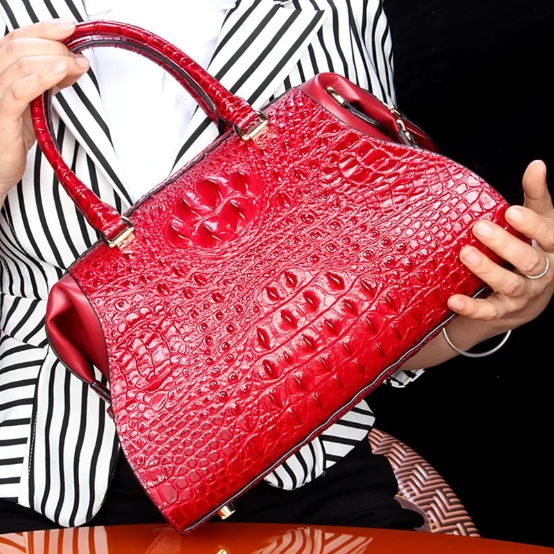 

Crocodile Skin Pattern Women's Bag Genuine Leather Handheld Crossbody Fashion Shoulder Bag Large Capacity Women's Pillow Bag