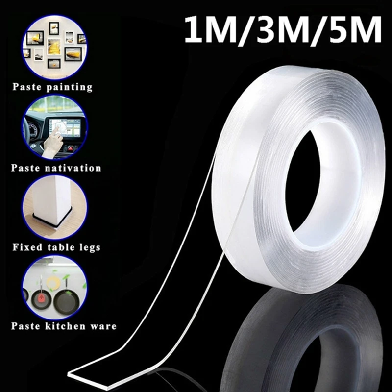

1/3/5M Transparent Nano-tape Double-Sided Tape Adhesive Nano Traceless Sticker Removable Universal Disks Glue