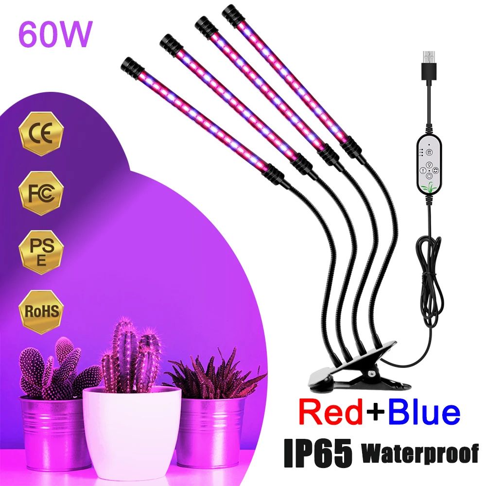 

5V Full Spectrum Plant Grow Lamp IP65 Waterproof Indoor 5Leves Dimmable Plant Fill Light Timing Growth Lamp 15W 30W 45W 60W