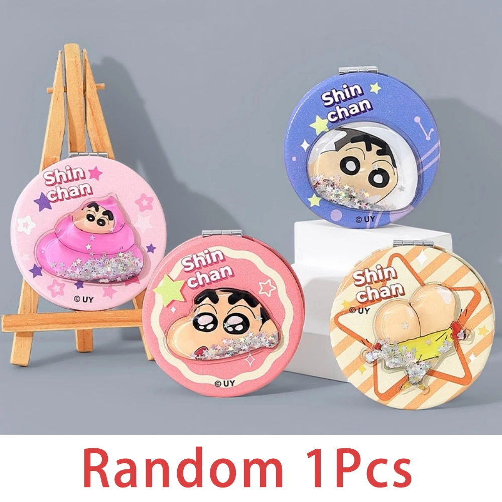 Crayon Shin-chan Double-Sided Folding Mirror - Cute Cartoon Portable Makeup Accessory