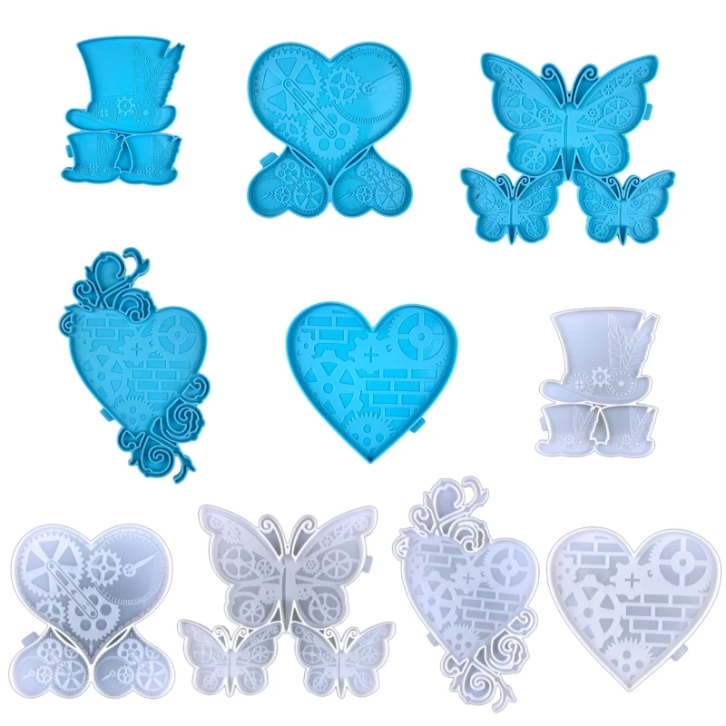 Christmas Love Hat Gear Decor Resin Mold DIY Silicone for Butterfly Mold Wall Hanging Decoration Epoxy Mold for Pendant