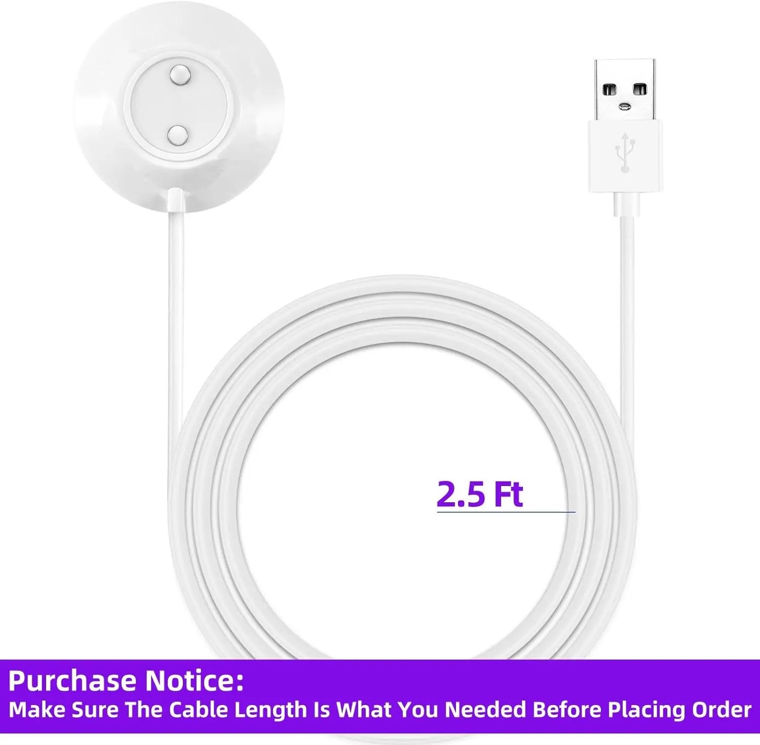 Rose Replacement Charger 12mm Magnetic Standing Dock Station Fast Charging USB Cable -2.5Ft