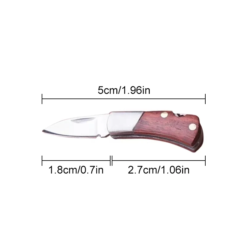 Mini Folding Knife Key Chain Outdoor Portable Folding Knife Keychain Mini Brass Wooden Pendant Keychain