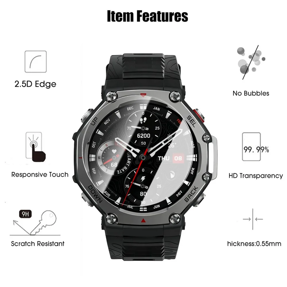 Amazfit T-Rex 3 Pro 화면 보호기 용 1-10pcs 강화 유리 안티 스크래치 보호 필름 HD 클리어 시계 스크린 유리 필름