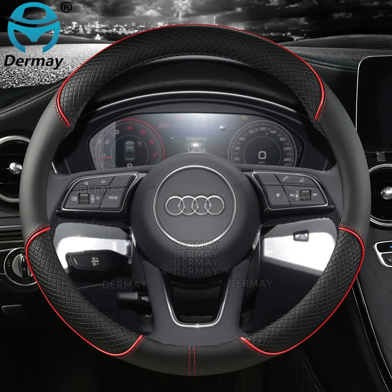 Microfiber Leather Sport Car Steering Wheel Cover Non-slip for Audi A1 8X A2 A3 Q3 Q5 Q2 A4 A5 A6 Avant Auto Accessories