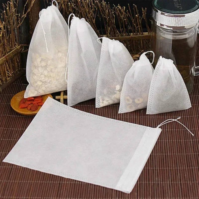 Description Picture 6 of item50pcs/lot Disposable Teabags Non-woven Fabric Tea Filter Bags for Coffee Spice Tea Bag with Drawstring Filters Kitchen Teaware