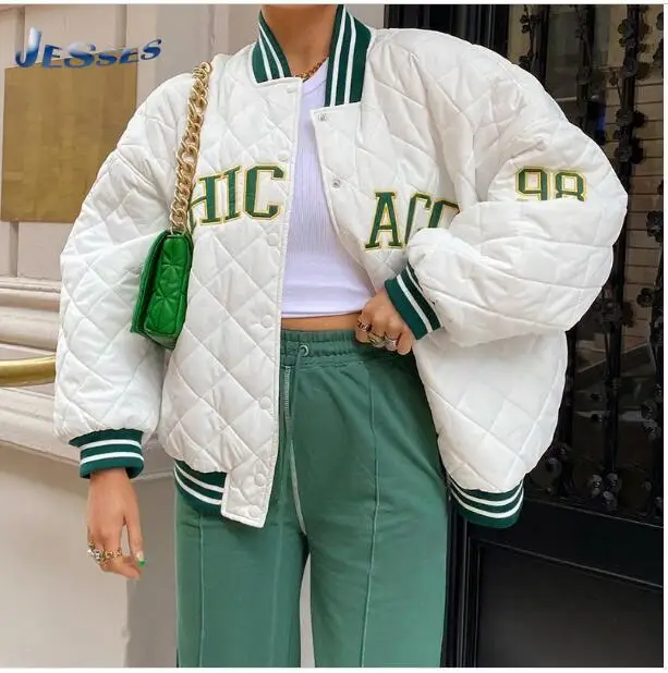 

Women's Retro Diamond Check Jacket Letter Hip Hop Jacket Women's 2021 Single-breasted Autumn Streetwear All-match Winter Coat