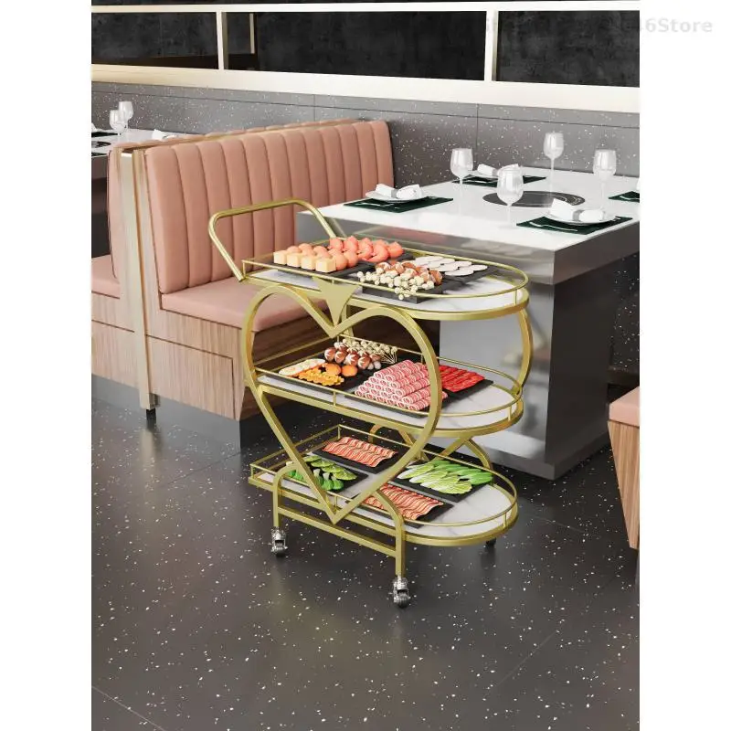 Nordic Mobile Trolley High-end Storage Car Hotel Wine Car Golden Multi-layer Iron Dining Restaurant Delivery