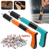 Manual Steel Nail Gun with 100 Nails Mini 5 Gears Power Adjustable Wall Rivet Gun Portable Concrete Blaster Nail Upholstery Tool 1