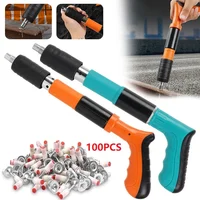 Manual Steel Nail Gun with 100 Nails Mini 5 Gears Power Adjustable Wall Rivet Gun Portable Concrete Blaster Nail Upholstery Tool 1