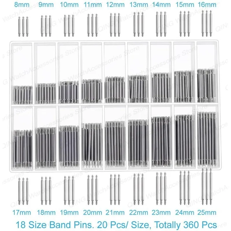 Durable Stainless Steel Spring Bars Set with Storage Box - Assorted Sizes