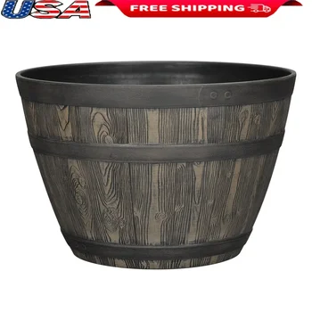 Rustic Barrel Planter Pot 1