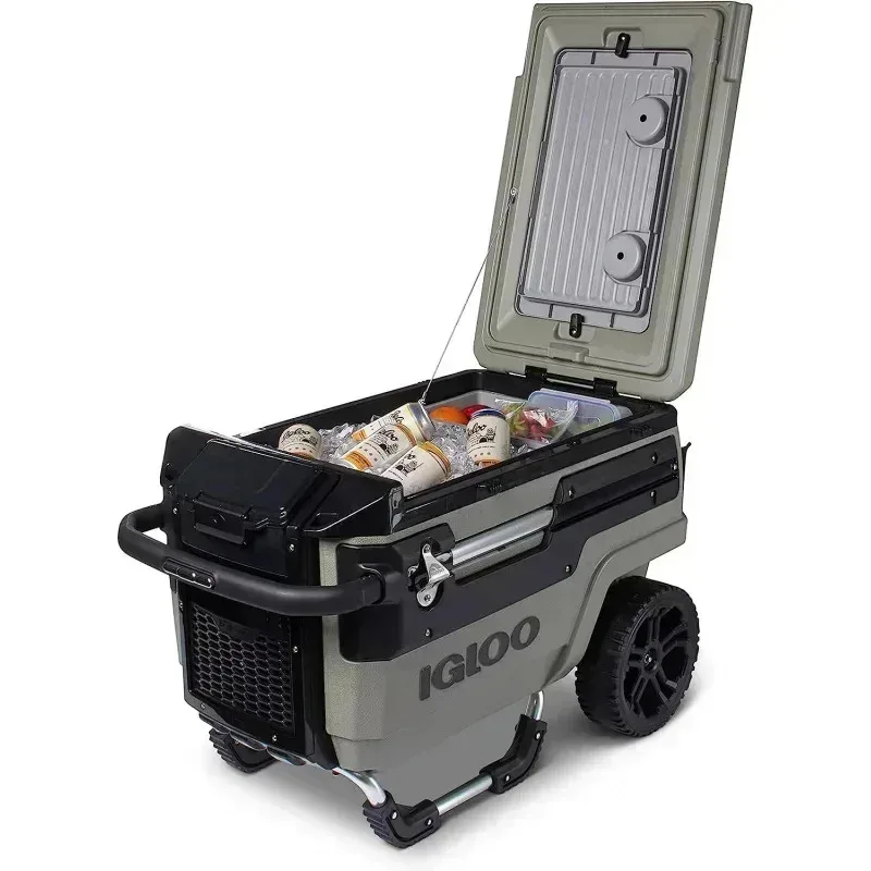 Igloo 70 Qt. Premium Trail mate Wheeled Rolling Cooler, Olive Green, 4