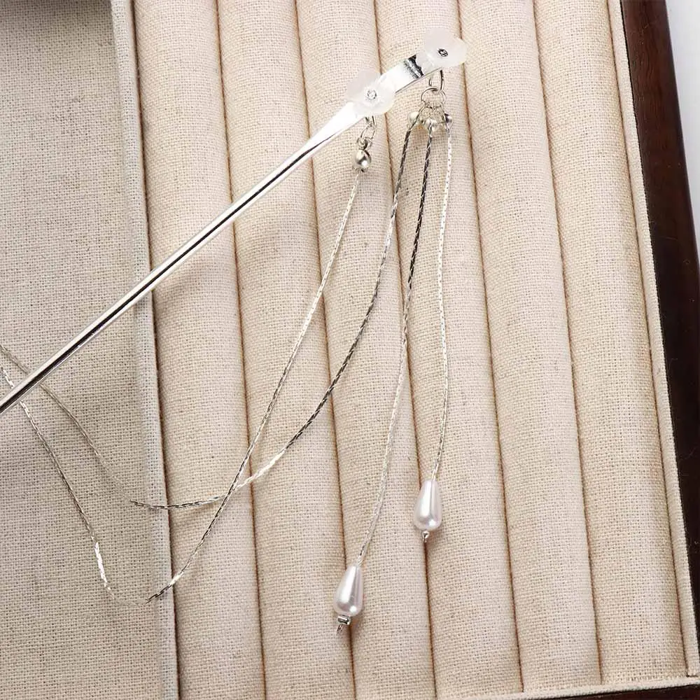 남성용 꽃 모양 포니테일 홀더, 헤어 액세서리, 중국 스타일 머리핀, 더블 태슬 헤어 스틱, 헤어 포크