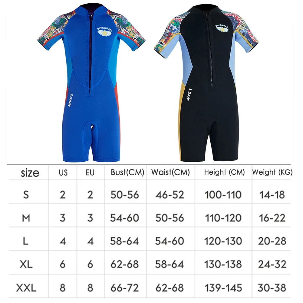 Kids Surfing Wetsuit 2.5MM Neoprene Diving Suit Boys Scuba Thermal Swimsuit Girls Thick Swimsuit Kayak Free-diving