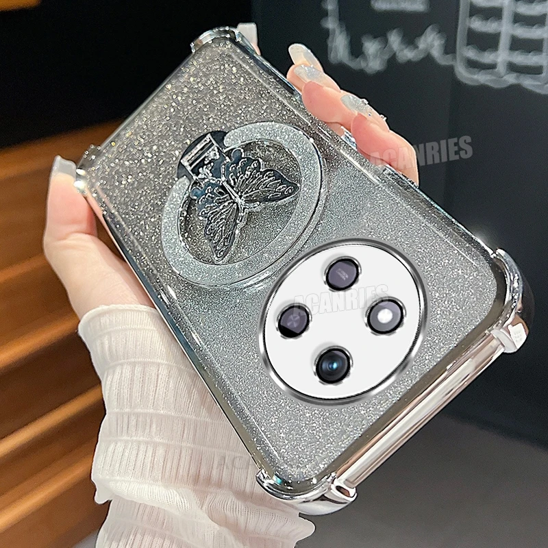 Glitter Butterfly Holder Plating Silicone Shockproof Case