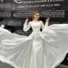 Simple Mermaid Wedding Dresses Woman's Formal Long Sleeve High Neck Appliques Bride Gowns Elegant Vestidos De Novia Customized 3