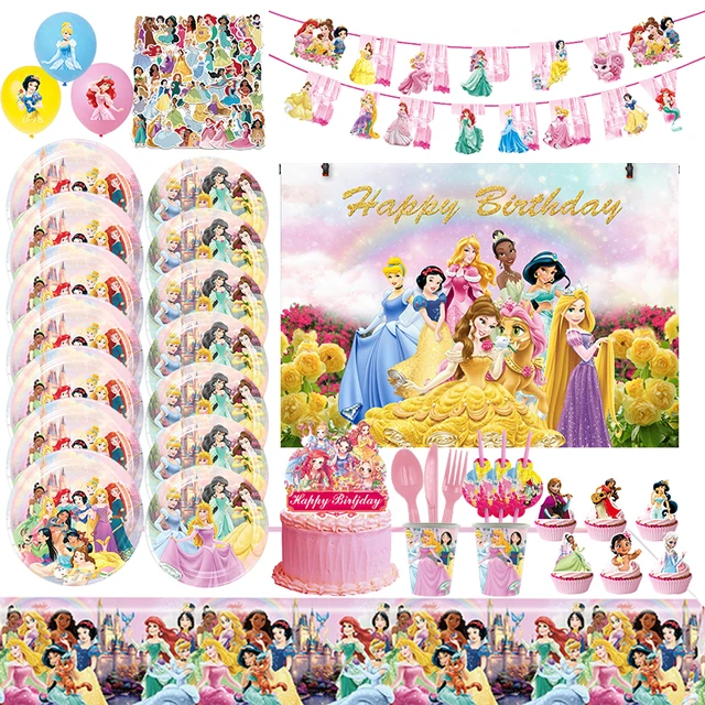 Set Stoviglie Compleanno Principessa - Piatti, Bicchieri, Tovaglia E Tovaglioli Per Feste Bambine - Foto 7