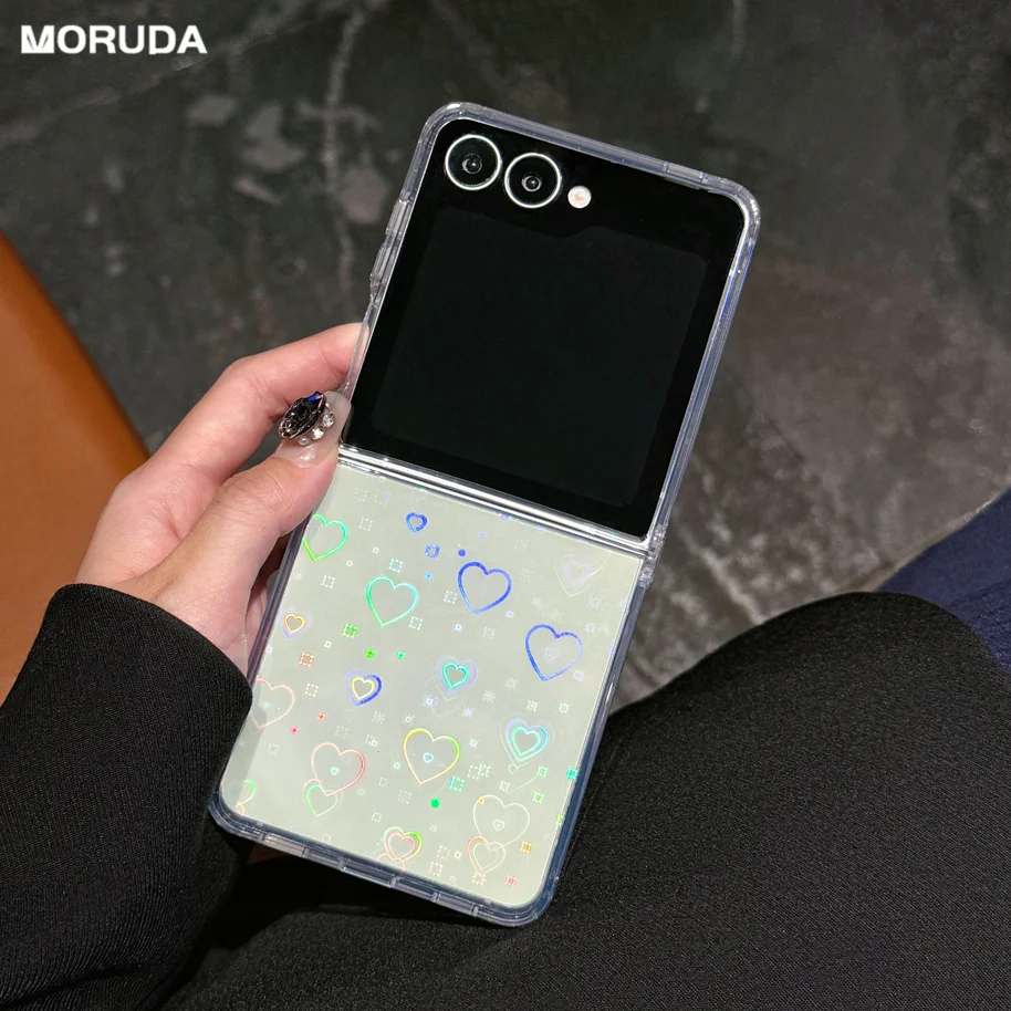 Glitter Love Heart Aurora Gradient Clear Shockproof Case