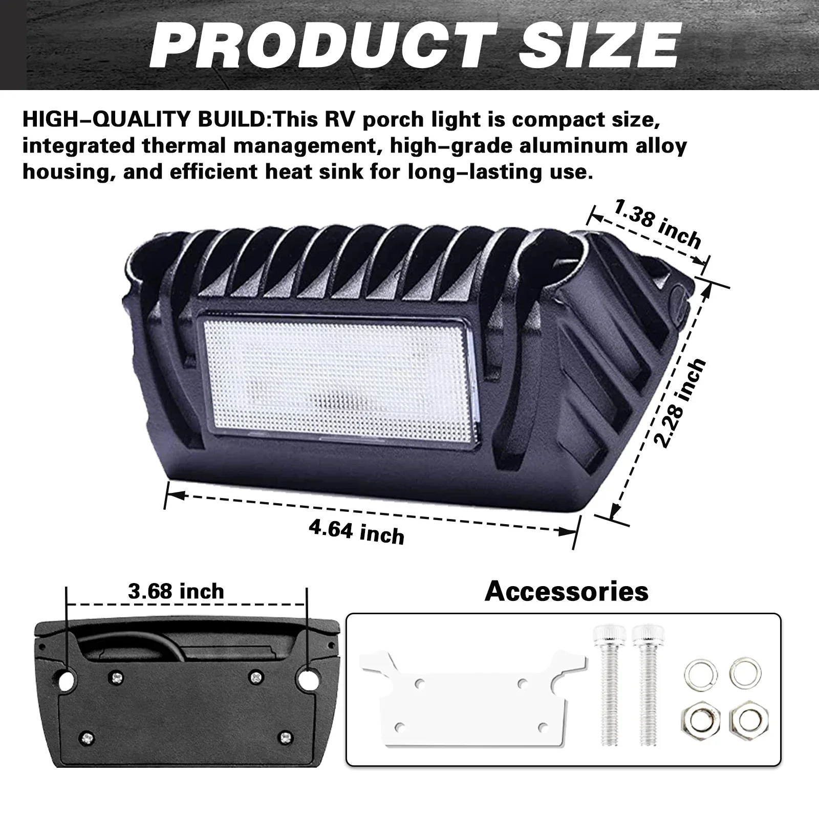 2x RV Exterior LED Porch Utility Light 12V 750 Lumen Awning Lights Lighting LED Porch Lights for Most RVs Trailers Campers