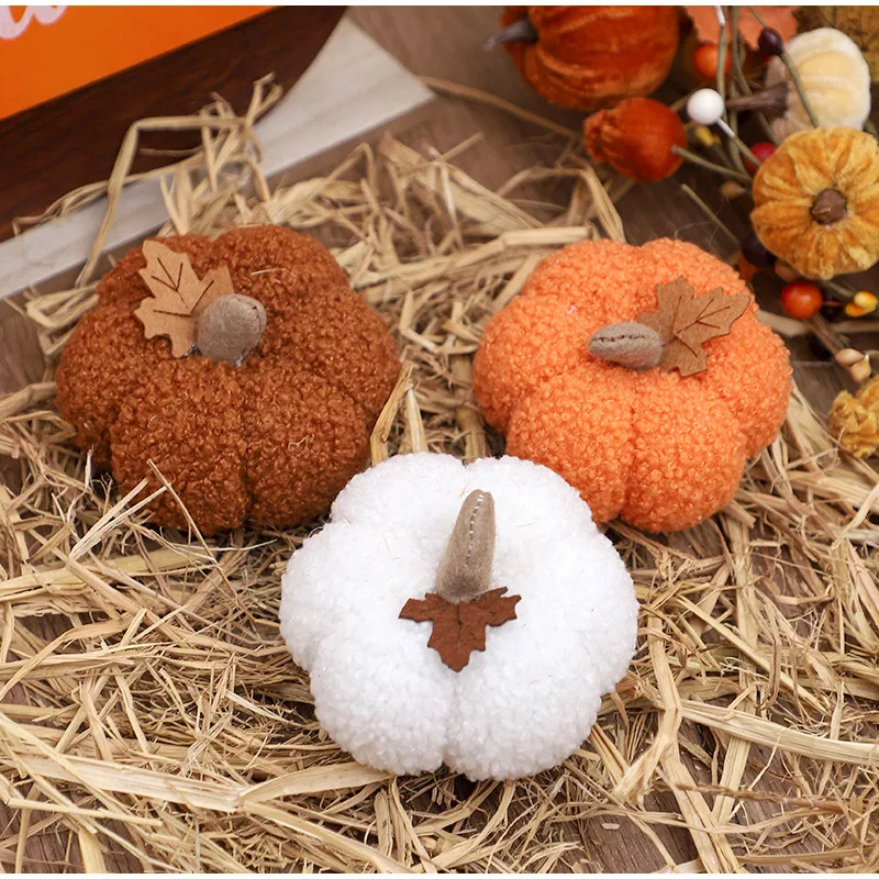 Mini ornamenti di zucca di simulazione, decorazione creativa di zucca di Halloween, decorazione per la casa, auto, ornamenti bianchi e arancioni, decorazioni per festival_voghion.com