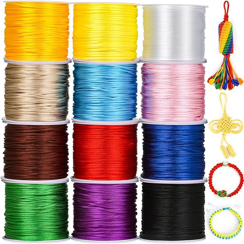 1,5mm Handwerk Satin Rattail Cord String aus Nylon für Chinesische Knoten, Macramé, Trim, schmuck Machen 24 Yards