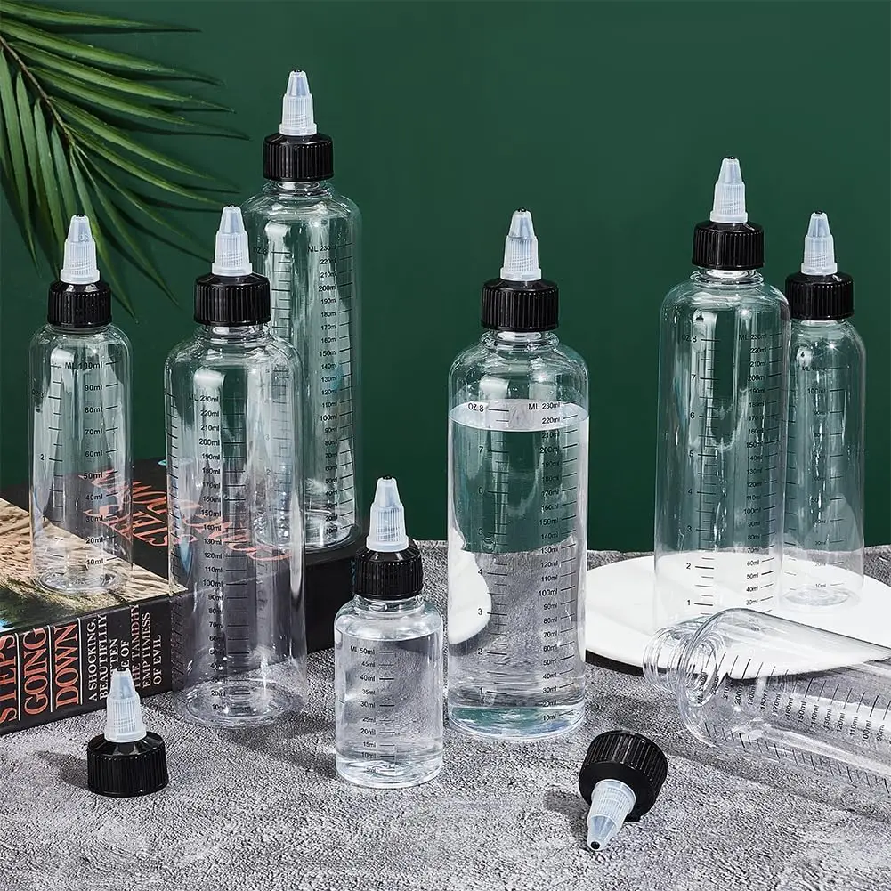 1Pcs 30ml/60ml/100ml/120ml/250ml Plastic PET Juice Liquid Capacity Dropper Bottles Twist Top Cap Tattoo Pigment Ink Containers 4